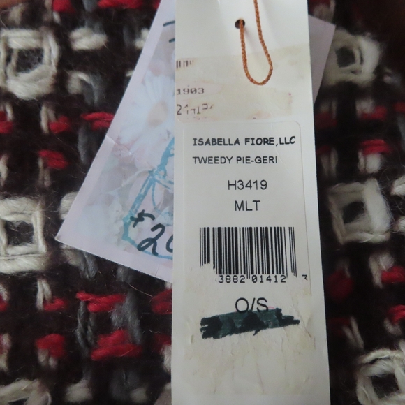 Isabella Fiore Red Flower Beaded Black White Grey 12 x 6.5 x 3" Handbag NWT - Picture 4 of 8